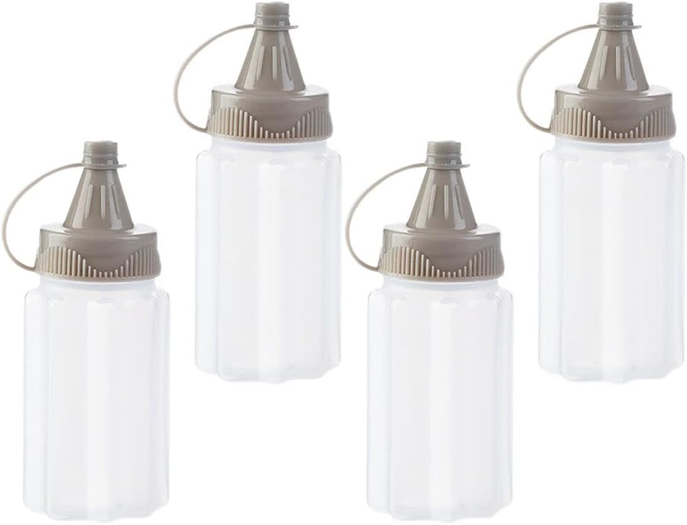 4-Piece White Plastic Squeeze Condiment Bottles Set