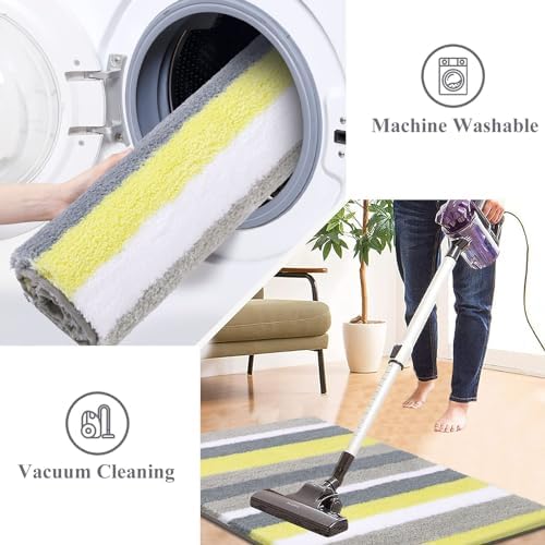 Vaukki 3 Piece Bathroom Rugs Set - Non Slip Shaggy Microfiber Mats