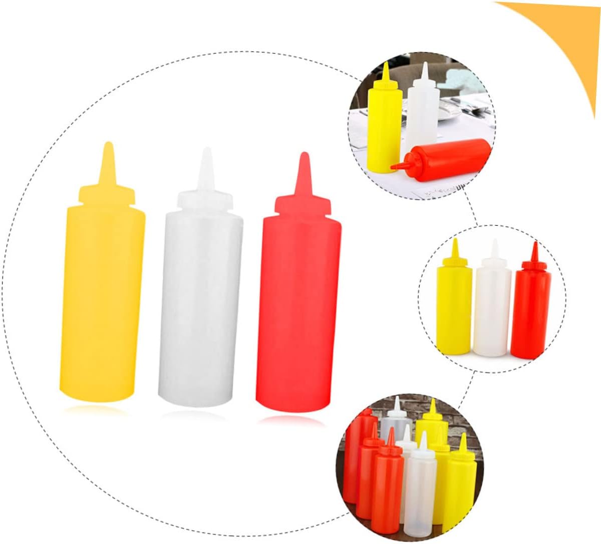 Squeeze Condiment Bottles Set for Ketchup Salad Dressing Mustard