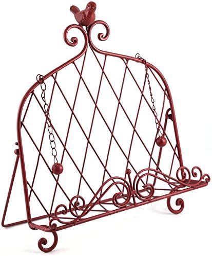 Iron Cook Book Holder With Bird Red