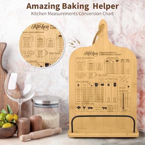 Adjustable Bamboo CookBook Holder with Conversion Chart