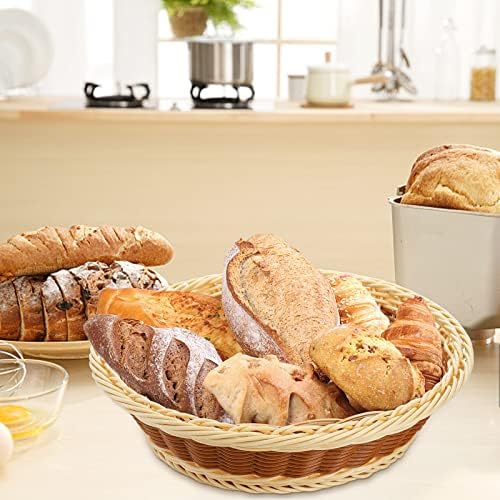 3-Piece Rattan Serving Basket Set Poly-Wicker Baskets