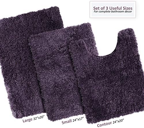 Clara Clark 3 Piece Bath Rug Set Purple