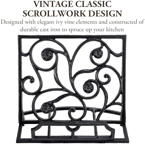 Stylish Black Cast Iron Cookbook Holder for Kitchen Use