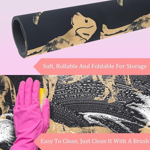Etoenbrc Non-Slip Soft Memory Foam Bath Mat Yellow Pet Dog Pattern