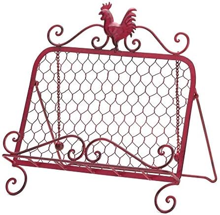 Red Country Rooster Cook Book Stand Sturdy Functional