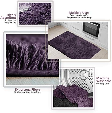 Clara Clark 3 Piece Bath Rug Set Purple