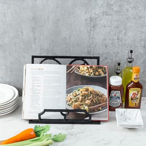 Stylish Black Cast Iron Cookbook Holder for Kitchen Use