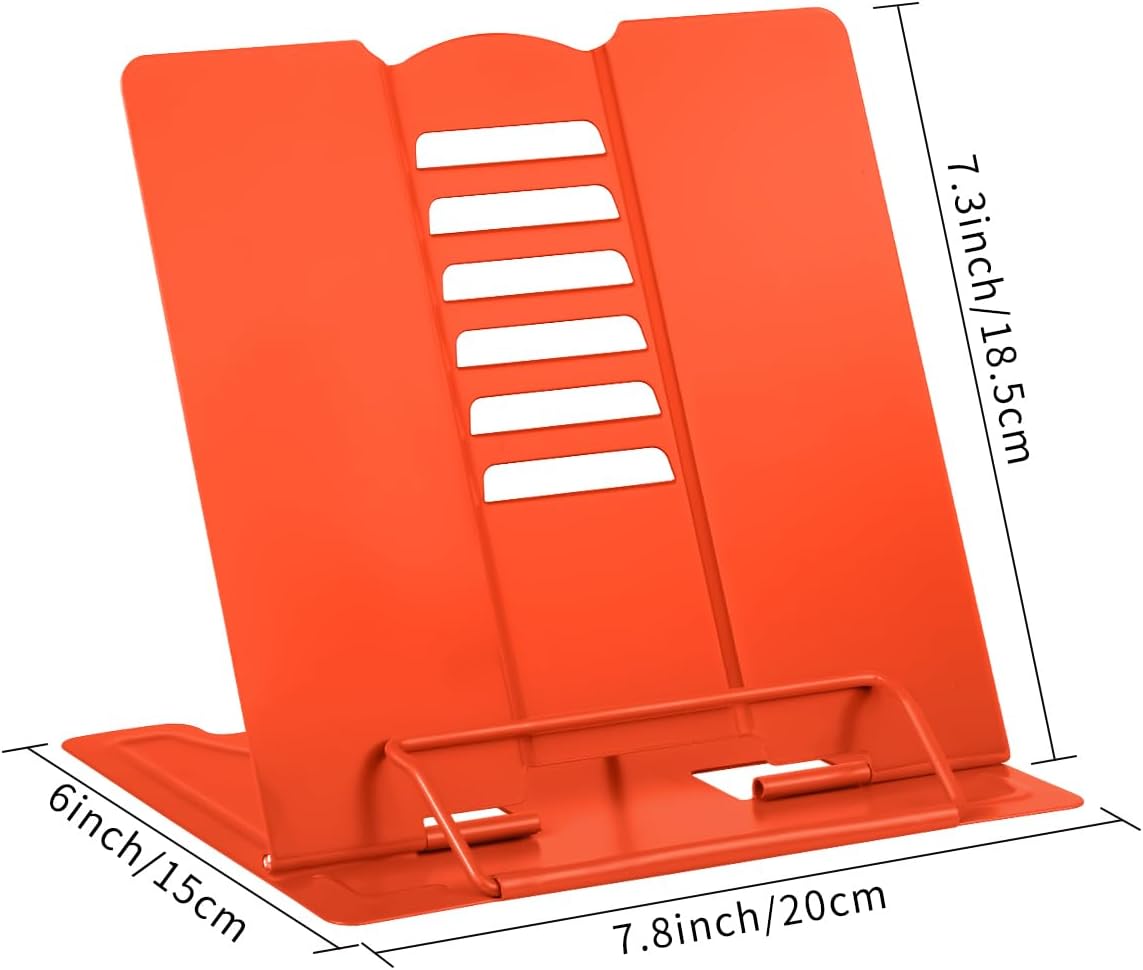 Adjustable Foldable Ergonomic Desk Book Stand for Portable Reading Orange