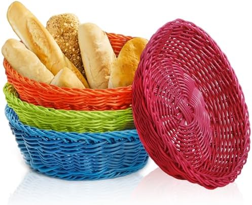 4-Piece Rattan Woven Baskets for Fruit Storage Serving
