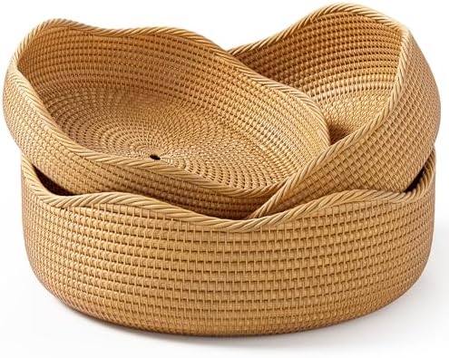 3-Piece Rattan Serving Basket Set Hand-crafted Kitchen Storage