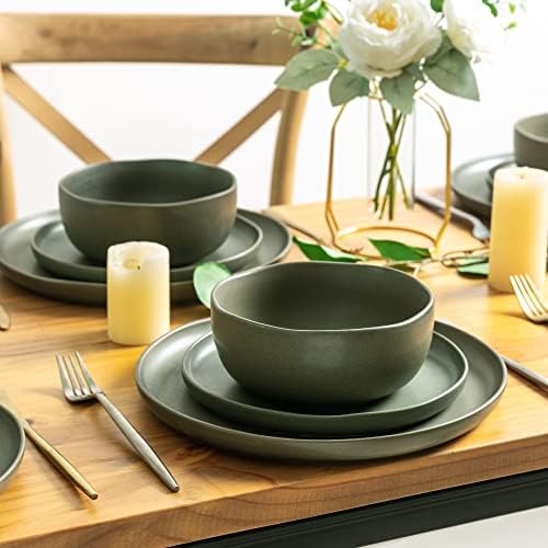 Stylish Wavy Rim Ceramic Dinnerware Set for 4