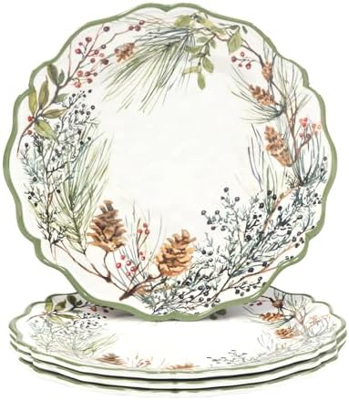 Certified International Winters Forest 11 Melamine Dinner Plates Set of 4