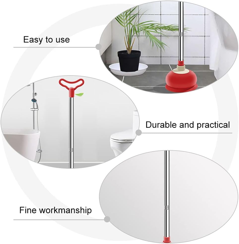 Angoily Heavy Duty Rubber Toilet Plunger with Long Handle
