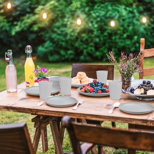 16-Piece Wheat Straw Dinnerware Set Plastic Dinnerware Reusable Tableware for 4