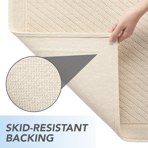 Arkwright 100 Cotton Bath Rug Textured Design Slip-Resistant Beige