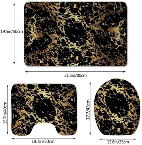 Sleek Gold Black Bath Mat Set - Perfect for Home Bathroom