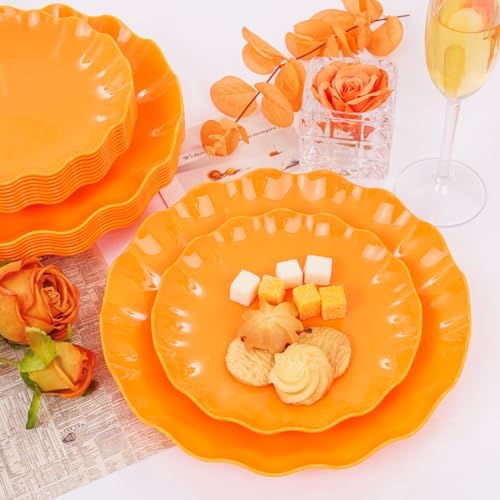 24-Piece Heavy-Duty Orange Plates