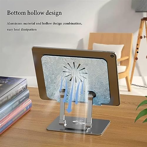 Book Stand for Reading 360 Rotating Base Adjustable Height Silver