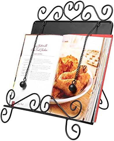 MyGift Black Metal Kitchen Cookbook Stand