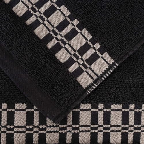 6-Piece Cotton Towel Set with Geometric Design