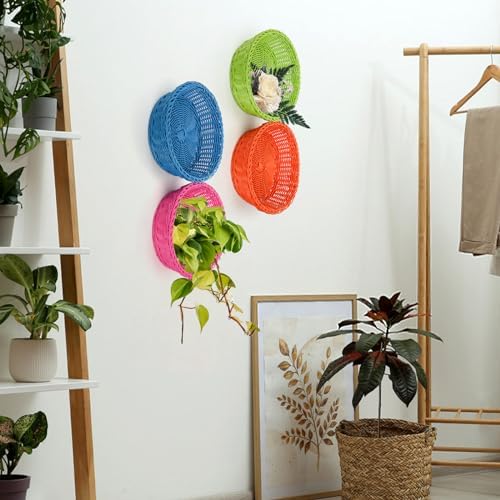 4-Piece Rattan Woven Baskets for Fruit Storage Serving