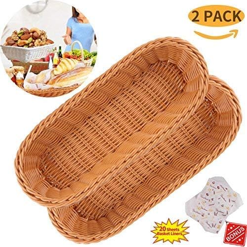 Make It FunSet of 2 145 Poly-Wicker Honey Brown Serving Baskets