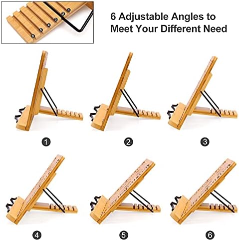 MEGREZ Bamboo Book Stand 132x94-inch 6-Adjustable Table