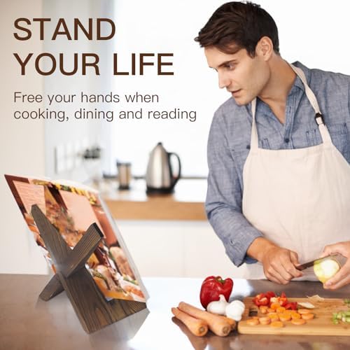Sturdy Wooden Kitchen Stand Hands-Free Recipe Support