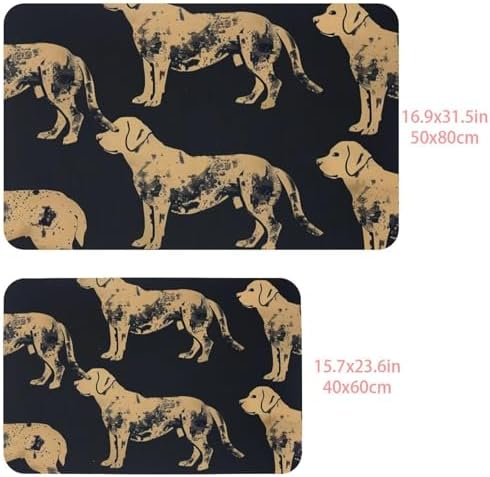 Etoenbrc Non-Slip Soft Memory Foam Bath Mat Yellow Pet Dog Pattern