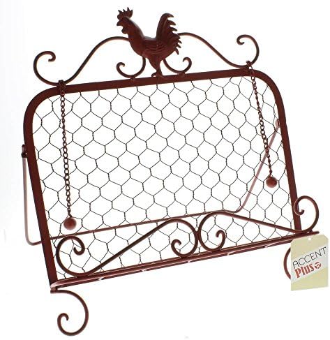 Rustic Metal Rooster Kitchen Stand for Cookbooks