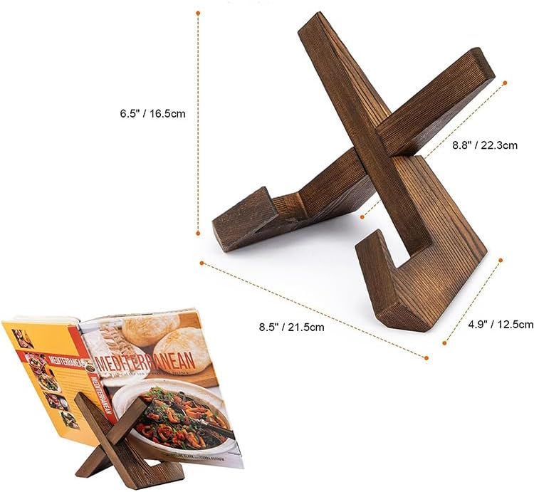 Elegant Distressed Wood Cookbook Stand for the Kitchen Counter