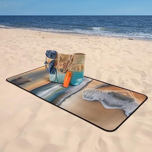 Sunset Over The Waves Coral Velvet Towel 27x55 In