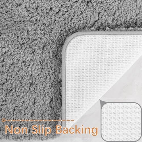 Luxurious 36x24-inch bathroom rug machine washable non-slip grey