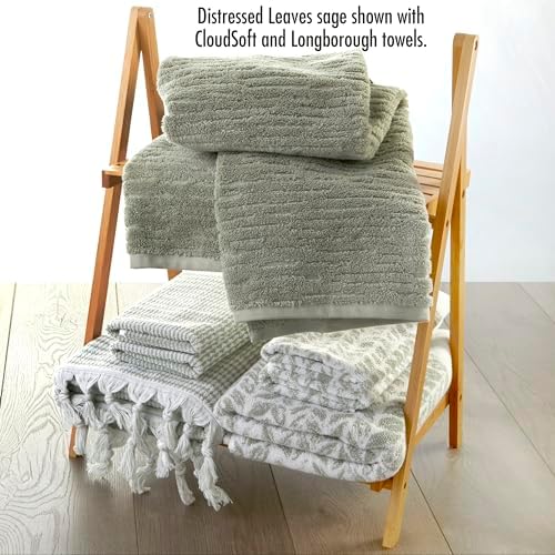 SKL Home Distressed Leaves Bath Towel Sage 28x54