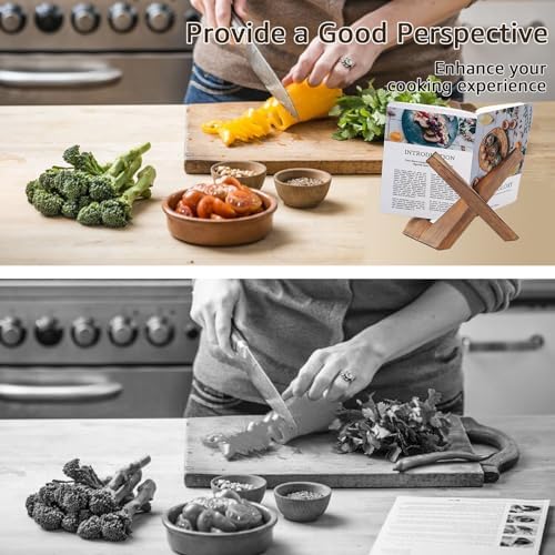 2Pcs Rustic Wooden Cookbook Stand with Detachable Design 1