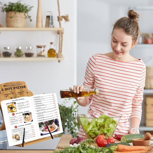Elegant Bamboo Cookbook Stand for Newlyweds