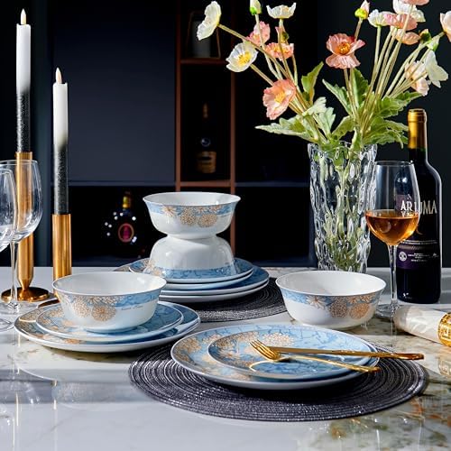 Prosperity Design 12-Piece Bone China Dinnerware Set