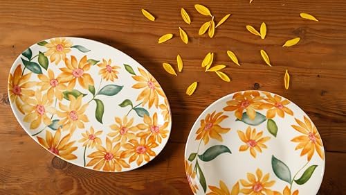 Bloomhouse Two-Piece Stoneware Floral Serving Set
