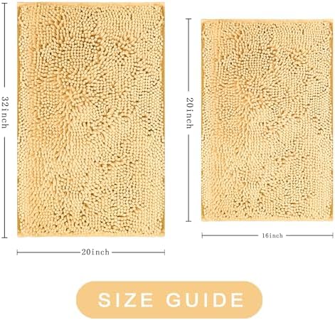 2 PIECE Bathroom Rugs Set Ultra Soft Washable Anti-Slip 20x3216x24 inch