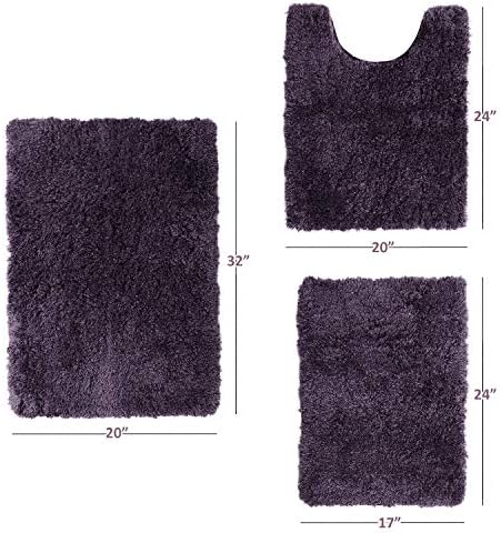 Clara Clark 3 Piece Bath Rug Set Purple