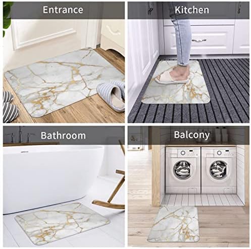 Premium Marble Bath Mat WhiteGrey - Soft Non-Slip and Quick Absorption
