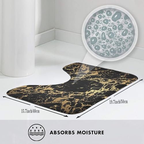 Sleek Gold Black Bath Mat Set - Perfect for Home Bathroom
