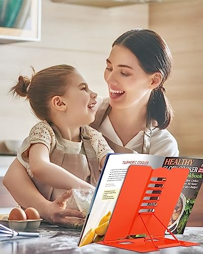 Adjustable Foldable Ergonomic Desk Book Stand for Portable Reading Orange