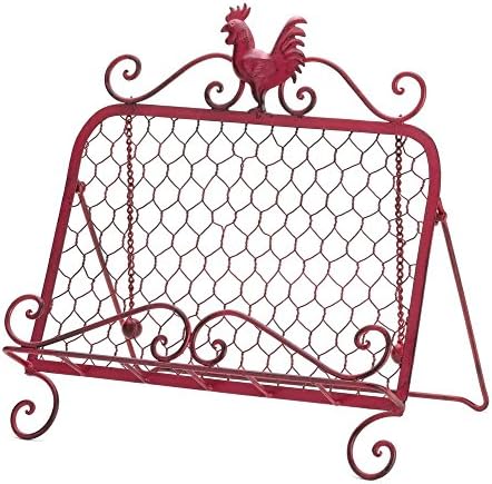 Rustic Metal Rooster Kitchen Stand for Cookbooks