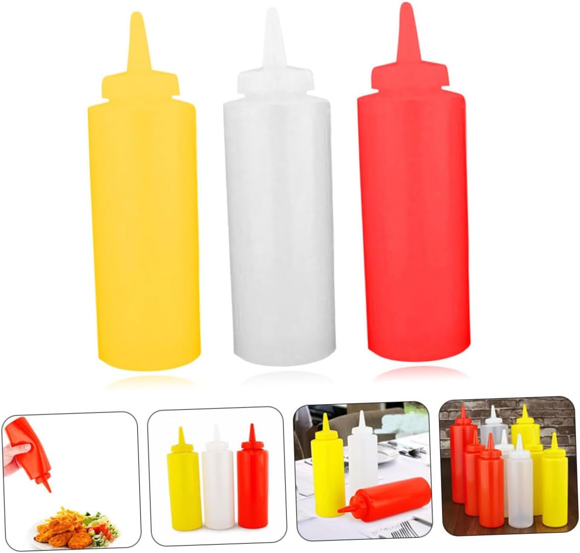 Squeeze Condiment Bottles Set for Ketchup Salad Dressing Mustard