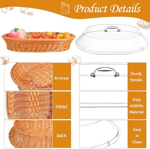 Hushee 2-Set Imitation Rattan Baskets with Lid for Storage Display