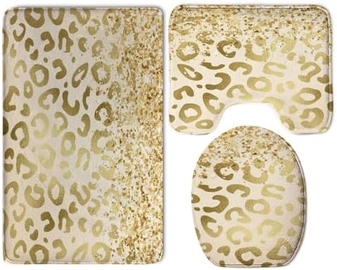 NiYoung Soft Cozy Bath Mats Gold Glitter Pattern