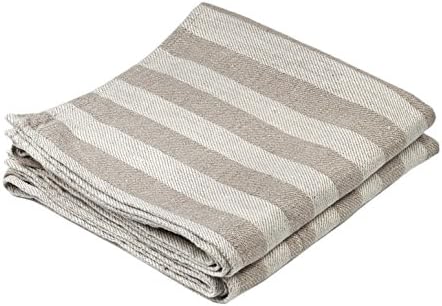 BLESS LINEN Jacquard Striped Linen Hand Towel Set of 2