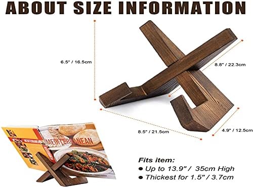 Rustic Brown Kitchen Counter Cookbook Stand for Recipe Book More